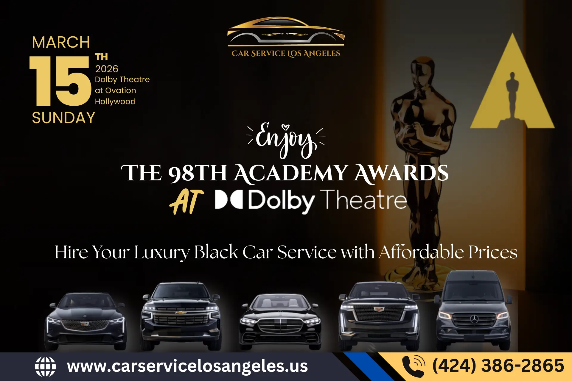 Book a Limo for Oscar 2026 | 98th Academy Awards