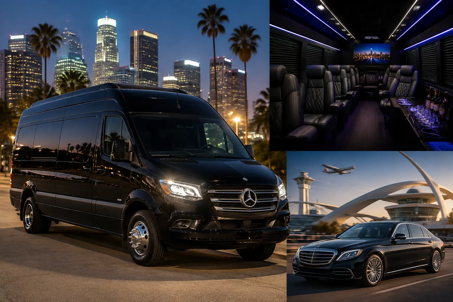 Los Angeles Black Mercedes Sprinter Limo Service in CA